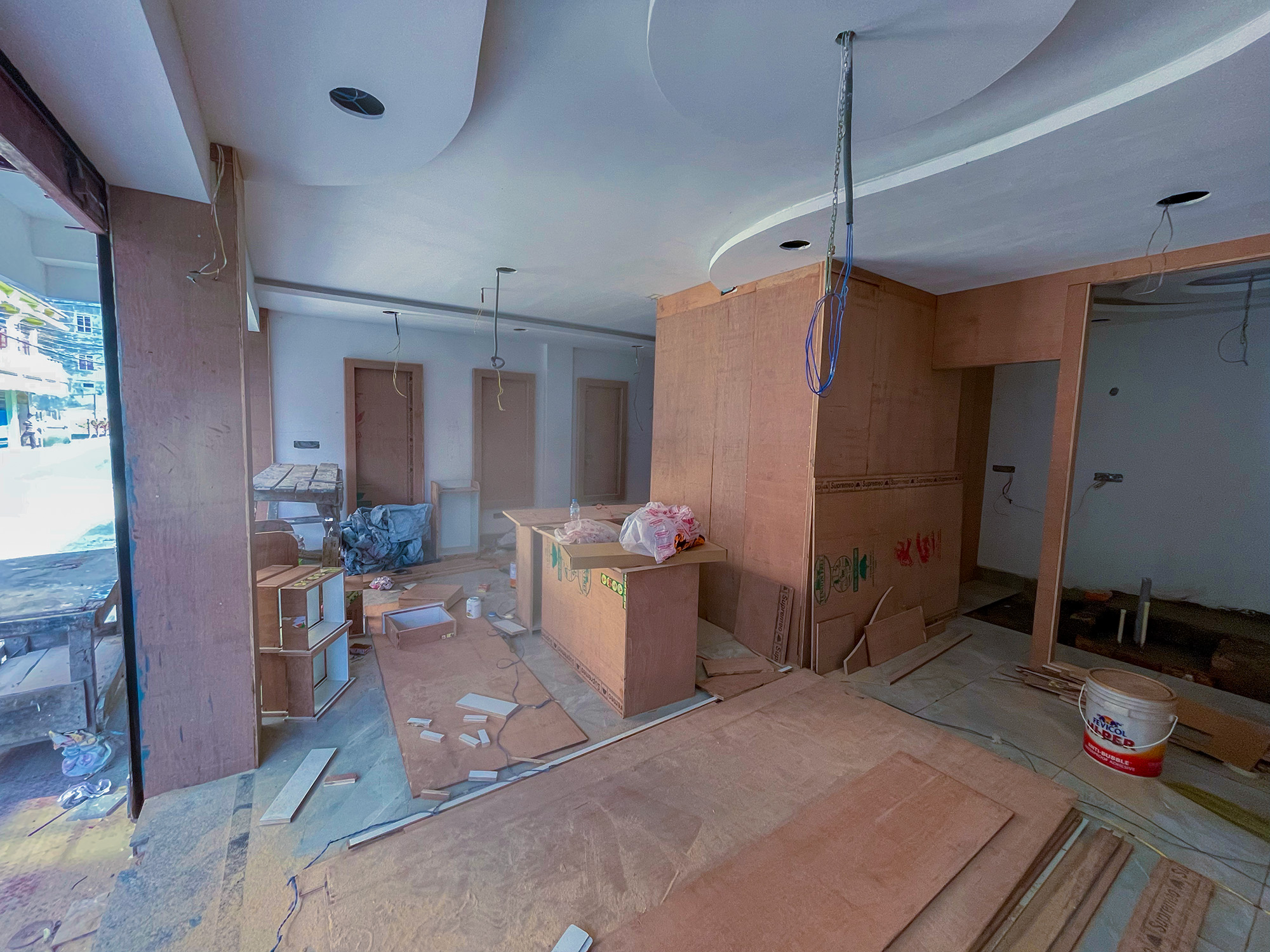 Construction of waiting hall of grand saloon by Purple Kitchen And Interior