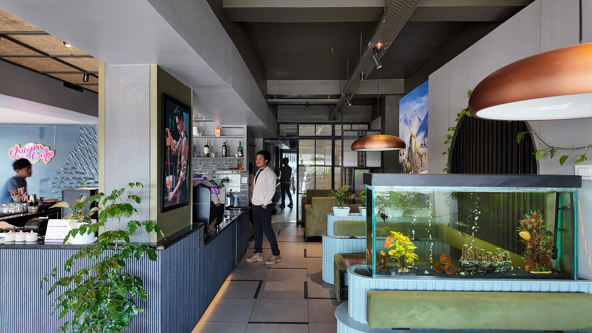 Luxury Interior design in Jhapa with seamless integration of appliances for a cafe designed by Purple Kitchen And Interior