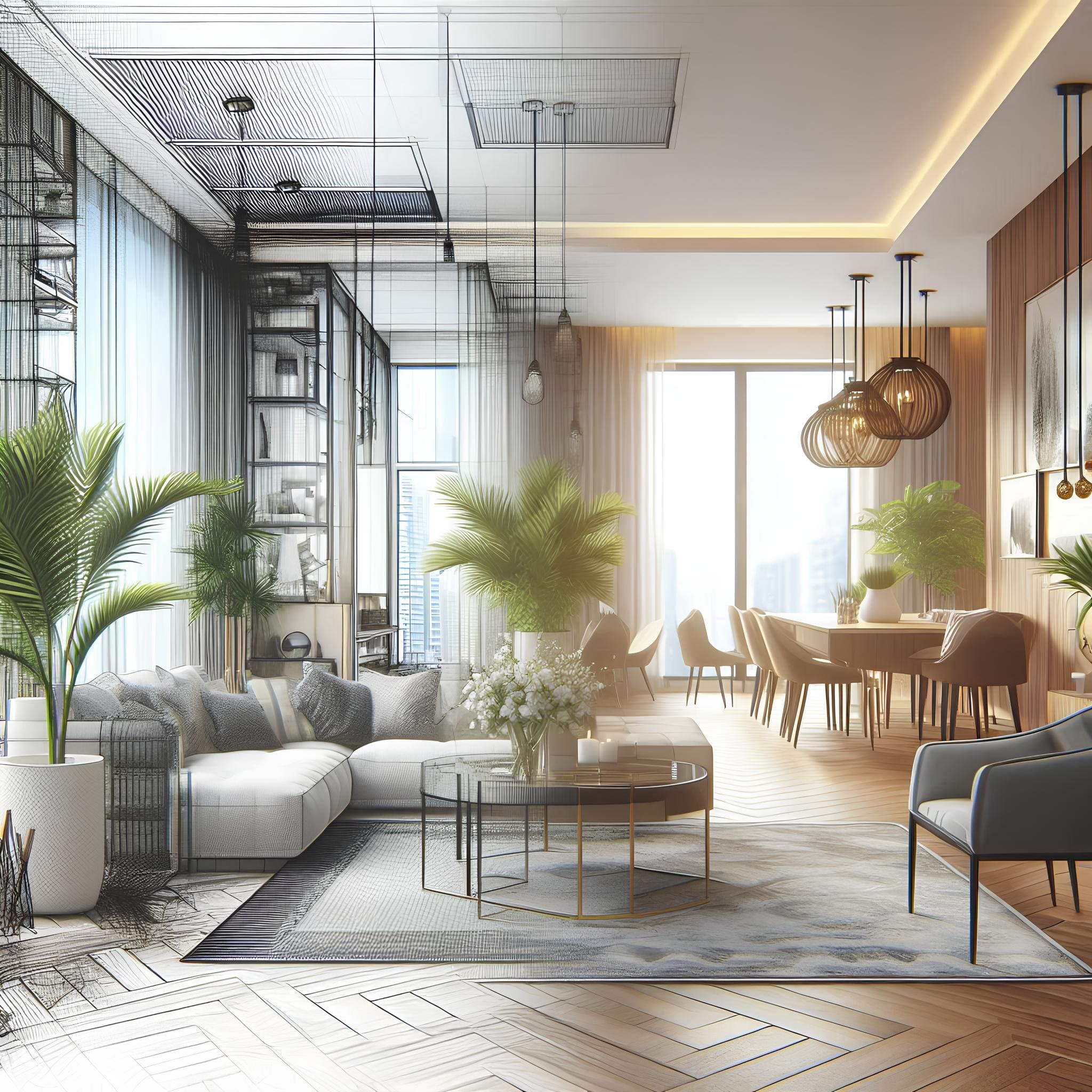 Interior image showcasing sophisticated design and comfortable furnishings in sketch designed by Purple Kitchen And Interior