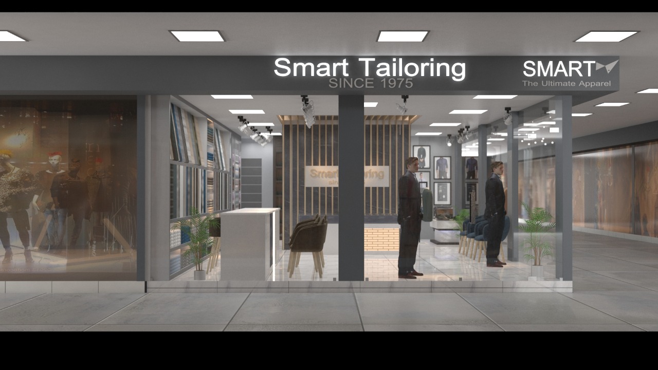3D Rendering of Outside View of Smart Tailor's Interior Design in Birtamod Jhapa by Purple Kitchen And Interior